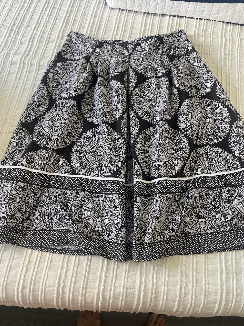 Brown and White 100% Cotton lightweight Printed A-Line Skirt